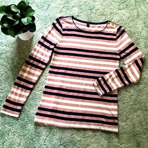 J. CREW Striped Top with Navy, Pink, White Stripes, Long Sleeve, T-Shirt, S